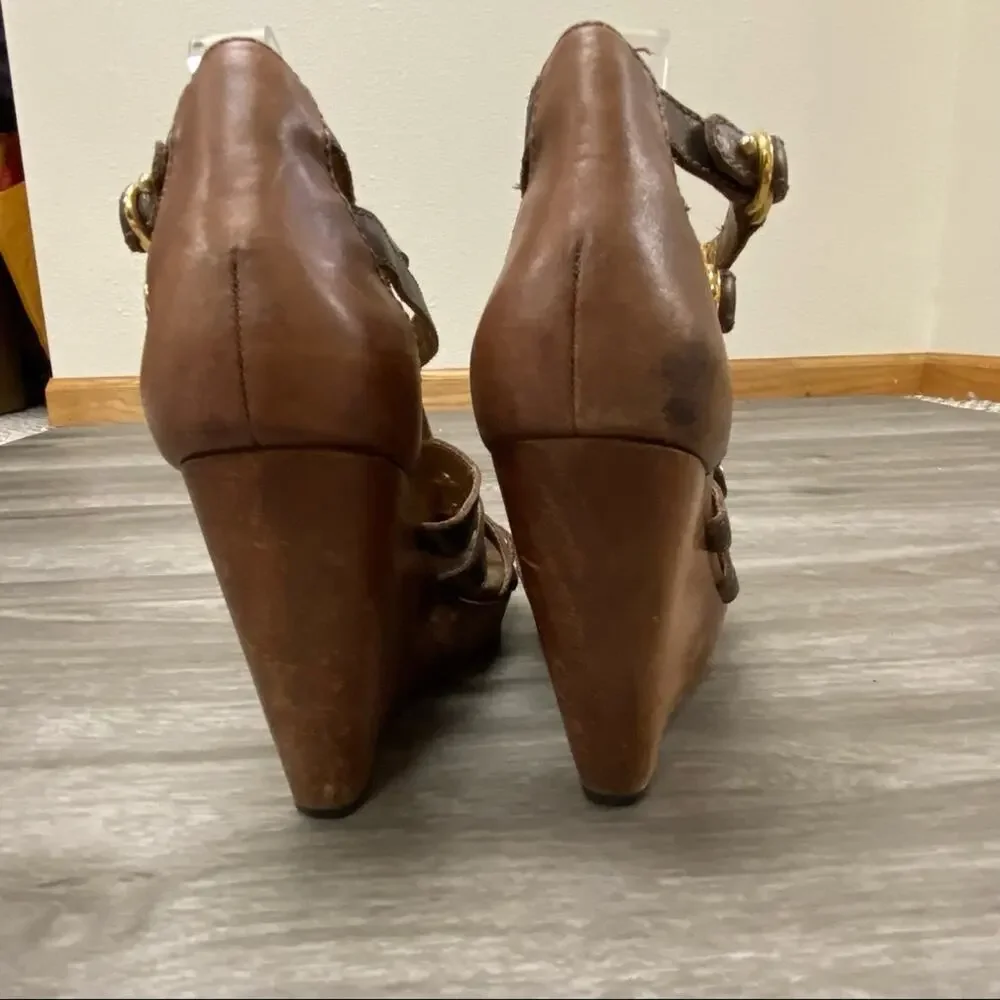Cynthia Vincent Pacey Gladiator Wedge Bronze Size 9